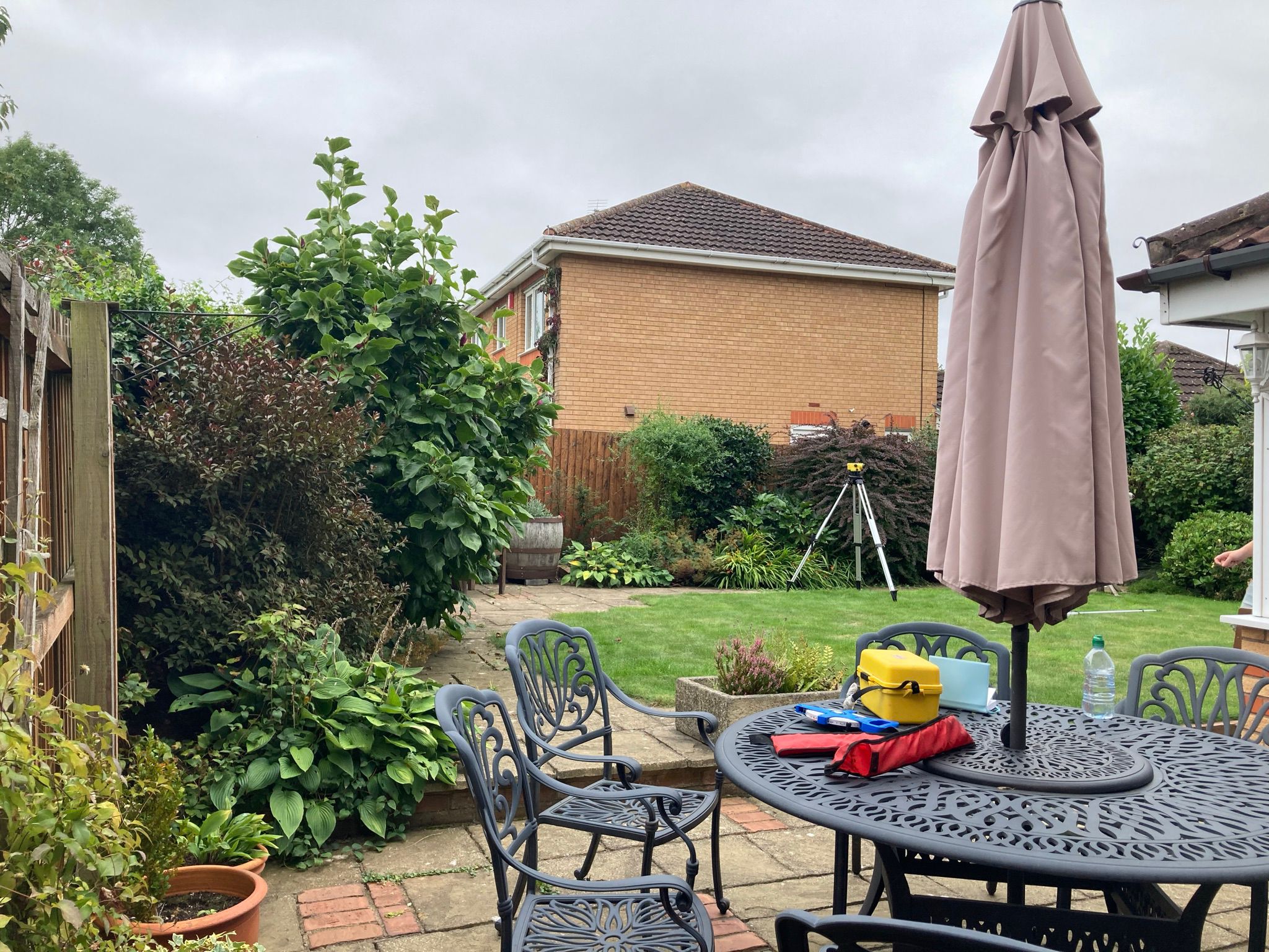 Paisley Patterns - Before- garden frontal shot including seating area