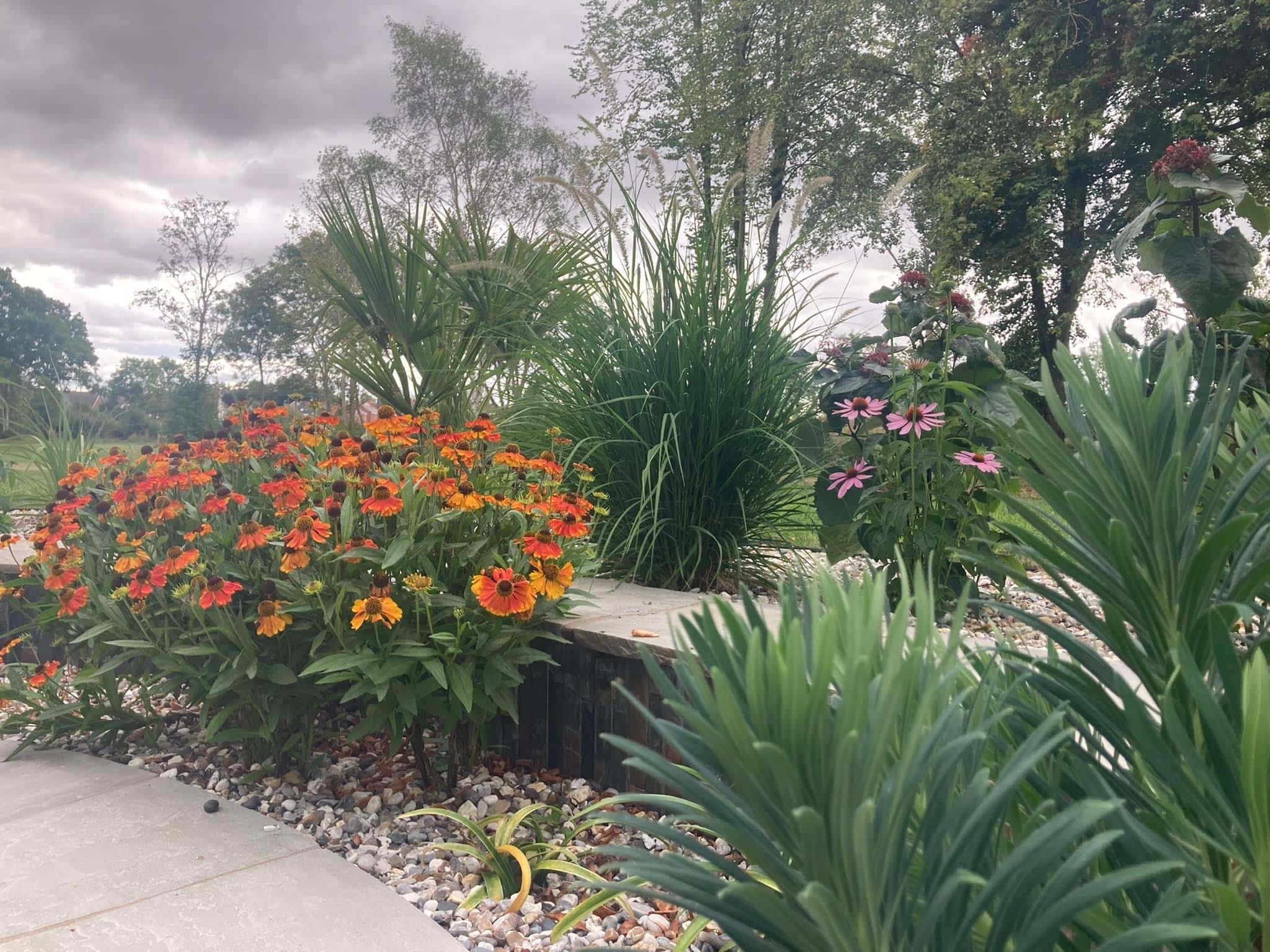 The Old Orchard - After - Pinvin Pond Tiered Flower beds