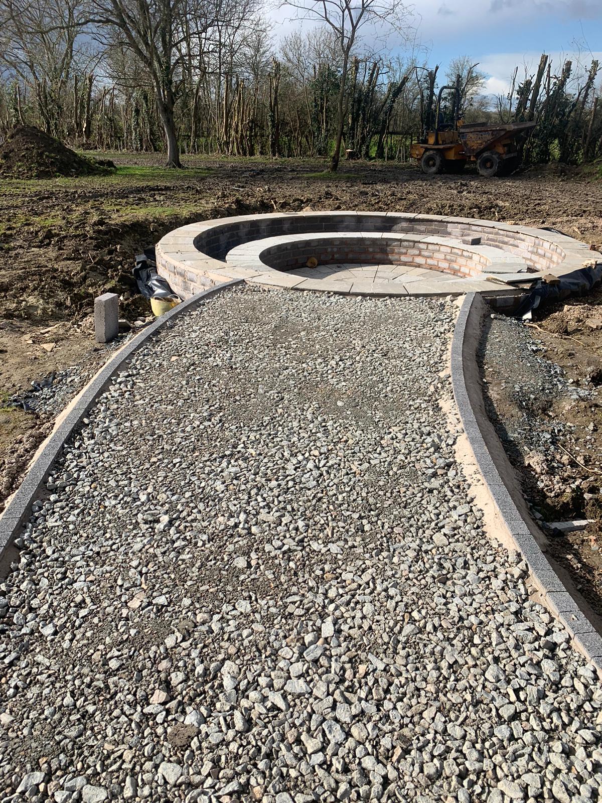 The Old Orchard - During - Pathway to pond installed