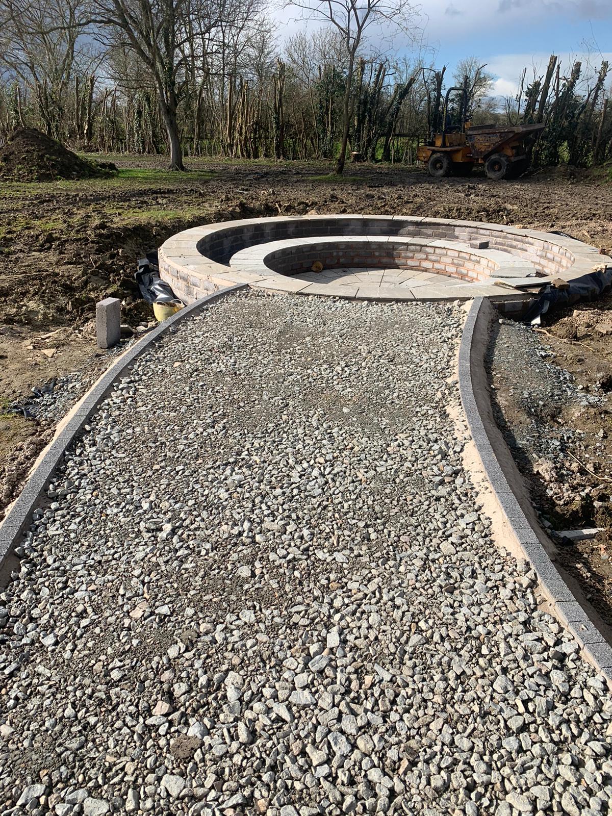 The Old Orchard - During - Pathway to pond installed