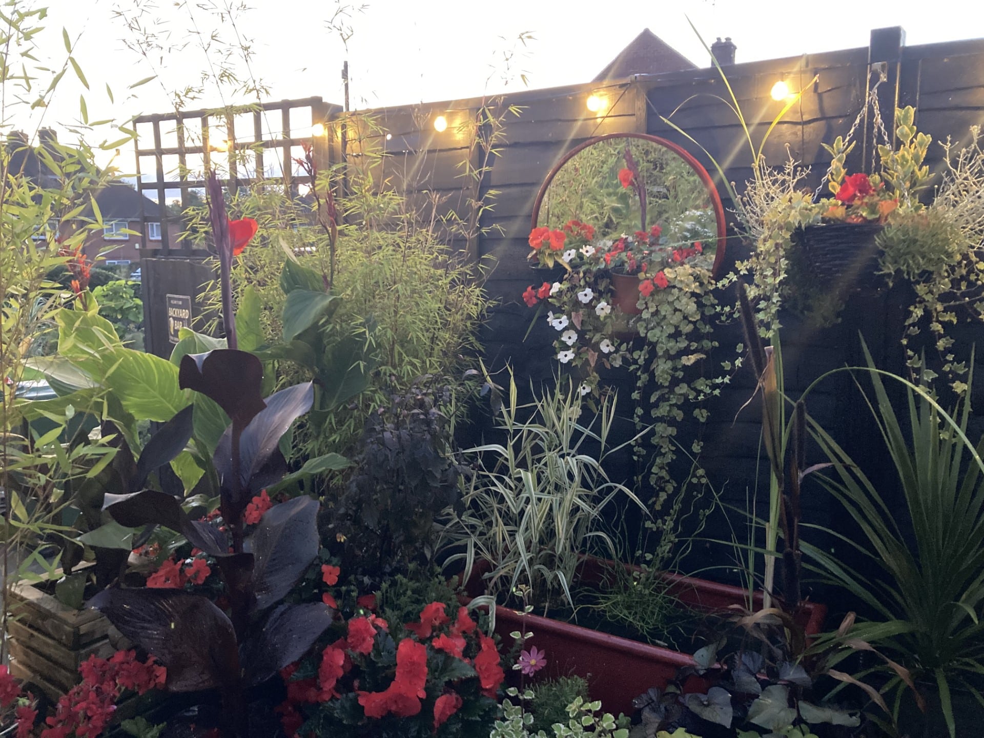 Outdoor flower bed raised up fencing